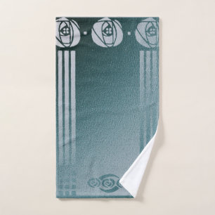 Aquamariner Jugendstil, Charles Mackintosh, Rose D Handtuch