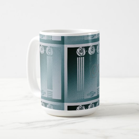 Aquamariner Jugendstil, Charles Mackintosh, Rose D Kaffeetasse (Vorderseite Links)