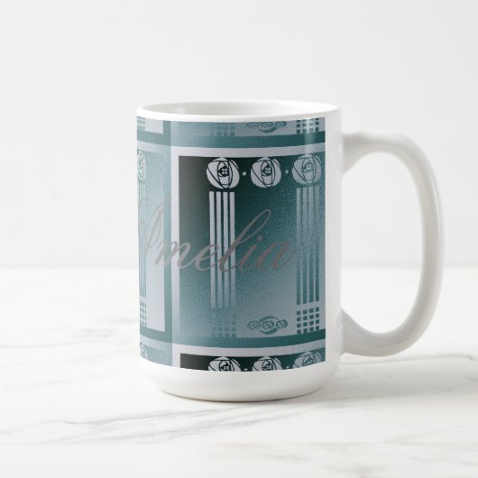 Aquamariner Jugendstil, Charles Mackintosh, Rose D Kaffeetasse (Rechts)