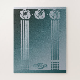 Aquamariner Jugendstil, Charles Mackintosh, Rose D Puzzle