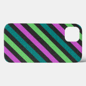 Aquamariner, kalkgrüner, Hot-Pink-Glitzer Striped Case-Mate iPhone Hülle (Rückseite (Horizontal))