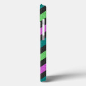 Aquamariner, kalkgrüner, Hot-Pink-Glitzer Striped Case-Mate iPhone Hülle (Rückseite / Links)