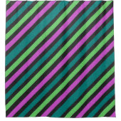 Aquamariner, kalkgrüner, Hot-Pink-Glitzer Striped Duschvorhang (Vorderseite)