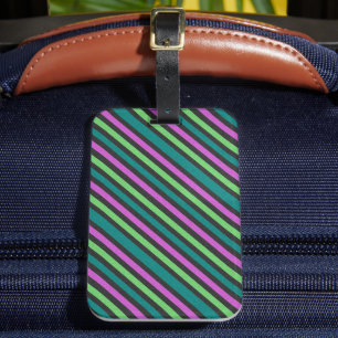 Aquamariner, kalkgrüner, Hot-Pink-Glitzer Striped  Gepäckanhänger