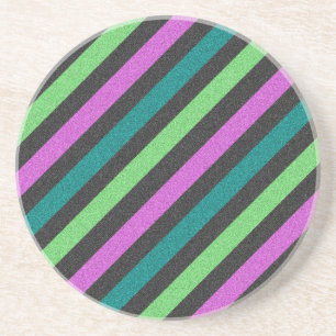 Aquamariner, kalkgrüner, Hot-Pink-Glitzer Striped Getränkeuntersetzer