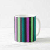 Aquamariner, kalkgrüner, Hot-Pink-Glitzer Striped Kaffeetasse (VorderseiteRechts)