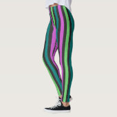Aquamariner, kalkgrüner, Hot-Pink-Glitzer Striped  Leggings (Links)