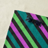 Aquamariner, kalkgrüner, Hot-Pink-Glitzer Striped  Strandtuch (Beispiel)