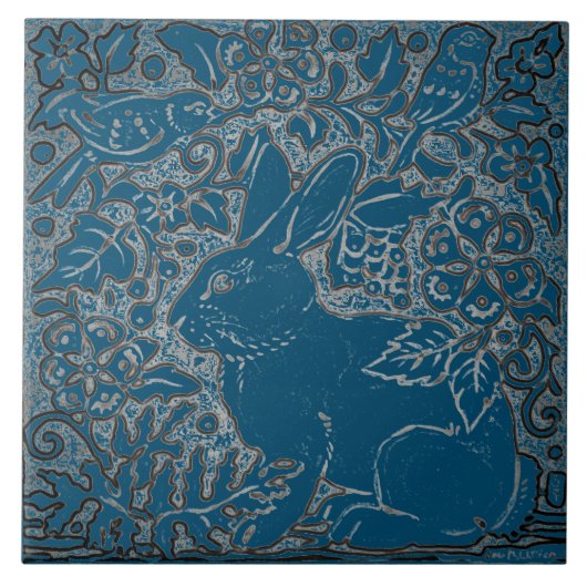 Aquamariner Kaninchenvogel Fliese (Vorderseite)