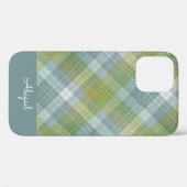 Aquamariner Karierter Name des Skripts Case-Mate iPhone Hülle (Rückseite (Horizontal))