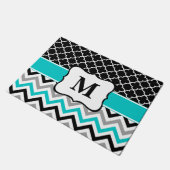 Aquamariner Klee-Zickzack Monogramm Fußmatte (Schrägansicht)
