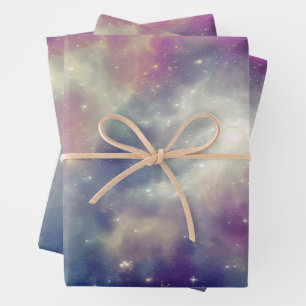 Aquamariner kosmischer Nebel aus blauem Violett Geschenkpapier Set