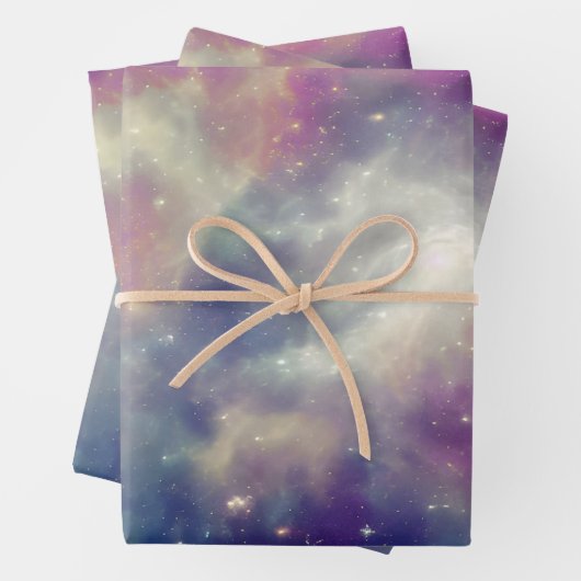Aquamariner kosmischer Nebel aus blauem Violett Geschenkpapier Set (Beispiel)