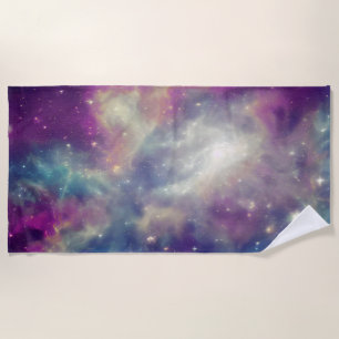 Aquamariner kosmischer Nebel aus blauem Violett Strandtuch