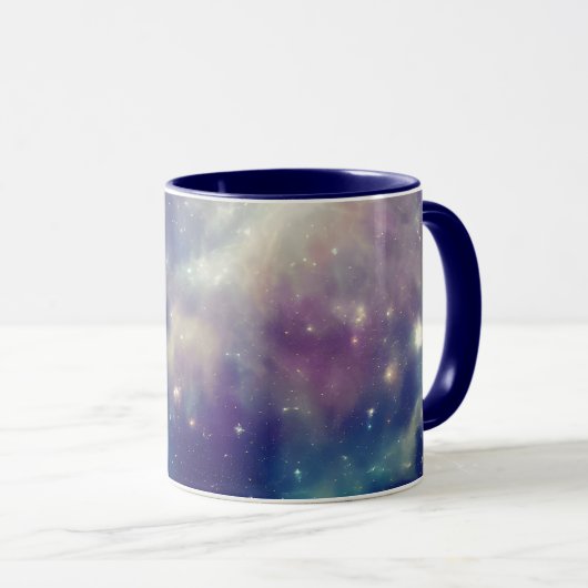 Aquamariner kosmischer Nebel aus blauem Violett Tasse (VorderseiteRechts)