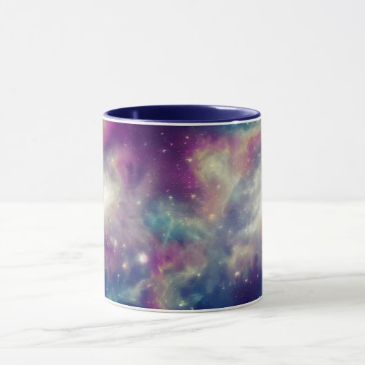 Aquamariner kosmischer Nebel aus blauem Violett Tasse (Zentrum)