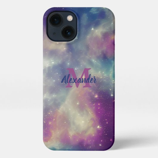 Aquamariner kosmischer Nebel aus Blauviolett iPhone Hülle (Rückseite)