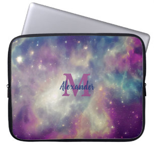 Aquamariner kosmischer Nebel aus Blauviolett Laptopschutzhülle