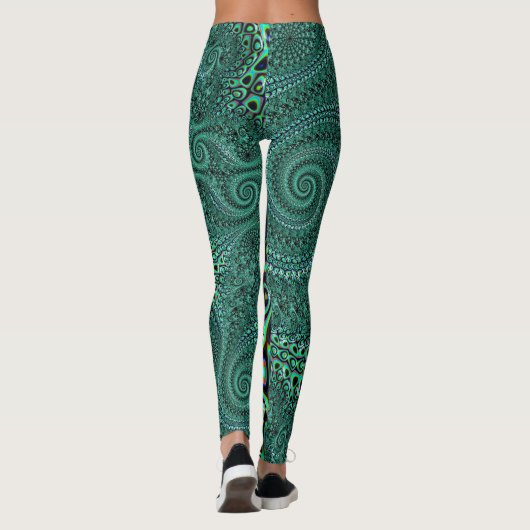Aquamariner Kraken Tentacles Steampunk Art Fraktal Leggings (Rückseite)