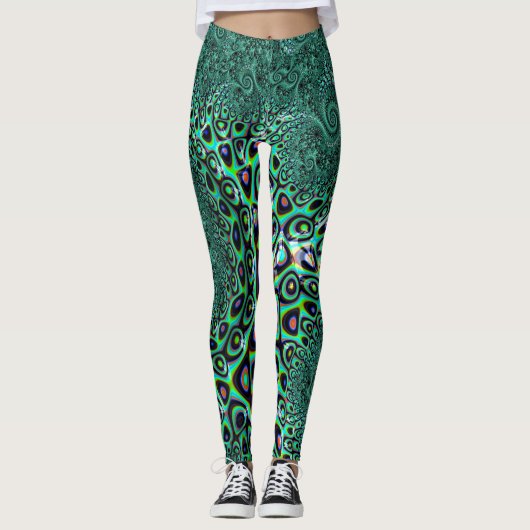 Aquamariner Kraken Tentacles Steampunk Art Fraktal Leggings (Vorderseite)