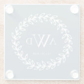 Aquamariner Kranz | Triple Monogram Untersetzer (Rückseite)