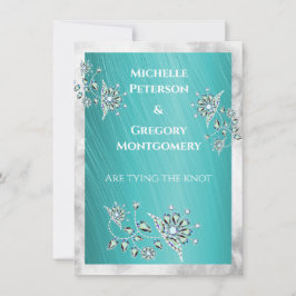 Aquamariner Kristall Jewel mit Marmorgrenze Save The Date