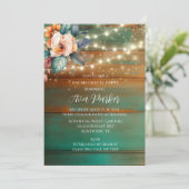 Aquamariner Kupfer Holzpeony Light Junggeselinnen- Einladung (Stehend Vorderseite)