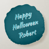 Aquamariner Kürbiskissen Rundes Kissen (Rückseite)