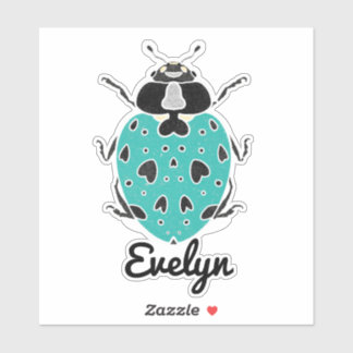 Aquamariner Ladybug mit Namensaufkleber Aufkleber