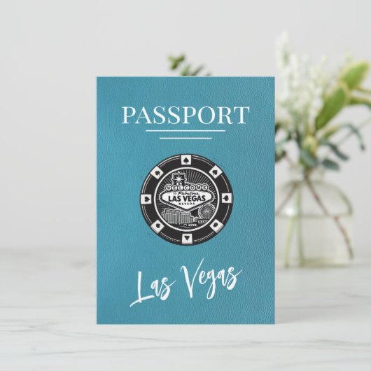 Aquamariner Las Vegas-Pass Save the Date (Stehend Vorderseite)
