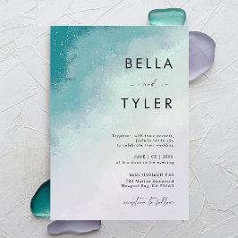 Aquamariner Lavendel aus Küstenmeer Moderne Hochze Einladung