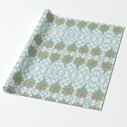 Aquamariner Lemon Topiary Robin's Egg Blue Geschenkpapier (Ungerollt)