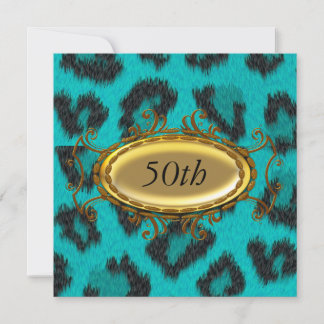 Aquamariner Leopard 50. Geburtstag Einladung