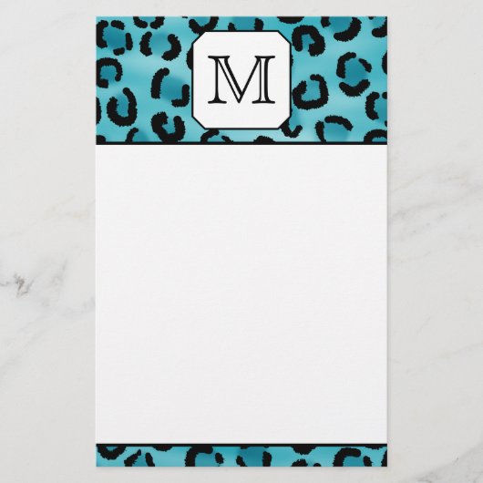 Aquamariner Leopard-Druck, kundenspezifisches Briefpapier (Vorderseite)