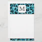Aquamariner Leopard-Druck, kundenspezifisches Briefpapier (Vorne/Hinten)