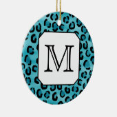 Aquamariner Leopard-Druck, kundenspezifisches Keramik Ornament (Rechts)