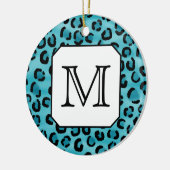 Aquamariner Leopard-Druck, kundenspezifisches Keramik Ornament (Links)