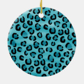 Aquamariner Leopard-Druck, kundenspezifisches Keramik Ornament (Hinten)