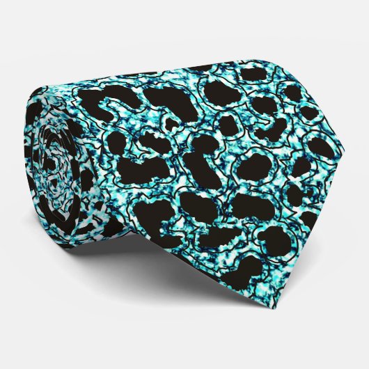 Aquamariner Leopard Safari Krawatte (Gerollt)