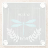 Aquamariner Libellenfliege Rustikaler Untersetzer  (Rückseite)