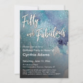 Aquamariner Lila Aquarellfarben-Glitzer 50 und fab Einladung (Vorderseite)