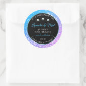 Aquamariner Lila Glitzer, schwarze Produktkennzeic Runder Aufkleber (Tasche)