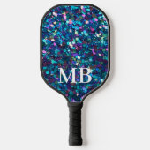 Aquamariner Lila Glitzer Sparkle Glam Monogram Pickleball Schläger (Vorderseite)