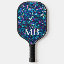 Aquamariner Lila Glitzer Sparkle Glam Monogram Pickleball Schläger