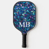 Aquamariner Lila Glitzer Sparkle Glam Monogram Pickleball Schläger (Rückseite)