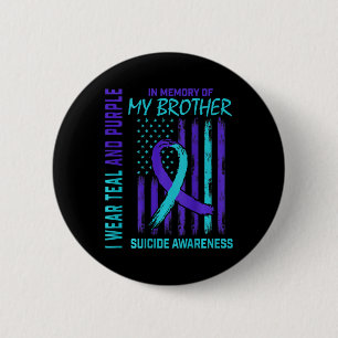 Aquamariner Lila Ribbon Suicide Awareness Flag Bru Button