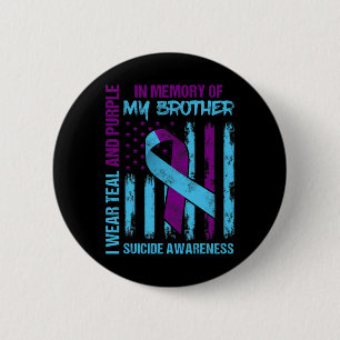 Aquamariner Lila Ribbon Suicide Awareness Flag Bru Button