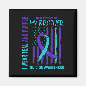 Aquamariner Lila Ribbon Suicide Awareness Flag Bru Magnet (Vorne)