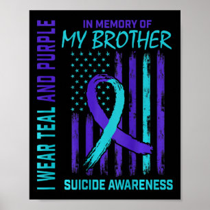 Aquamariner Lila Ribbon Suicide Awareness Flag Bru Poster
