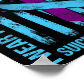 Aquamariner Lila Ribbon Suicide Awareness Flag Bru Poster (Ecke)